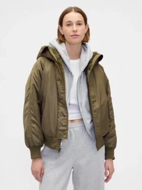 Giacca utility con cappuccio foderata in pelliccia sintetica