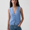 Gilet con tasche in 100% cotone
