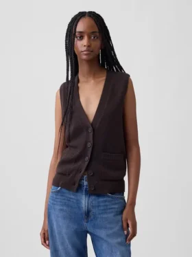 Gilet con tasche in 100% cotone
