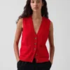 Gilet con tasche in 100% cotone