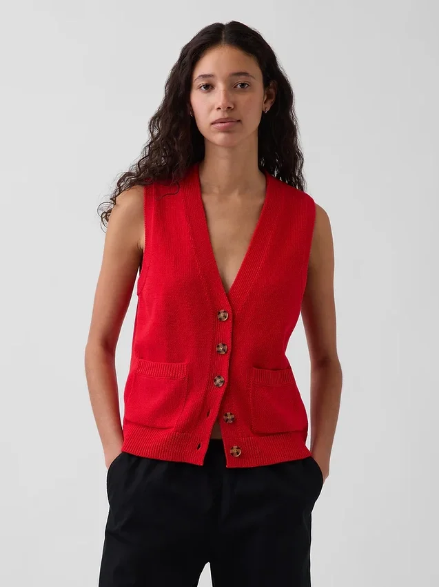 Gilet con tasche in 100% cotone