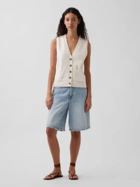 Gilet con tasche in 100% cotone