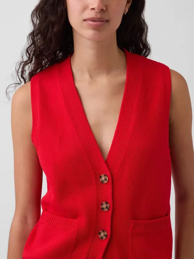 Gilet con tasche in 100% cotone
