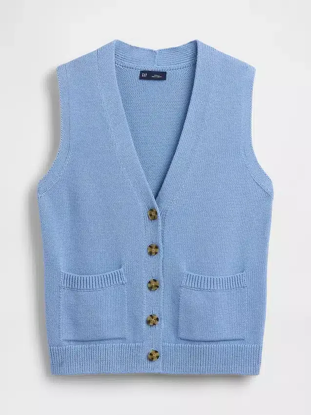 Gilet con tasche in 100% cotone