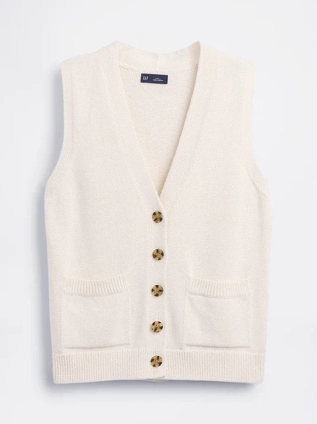 Gilet con tasche in 100% cotone