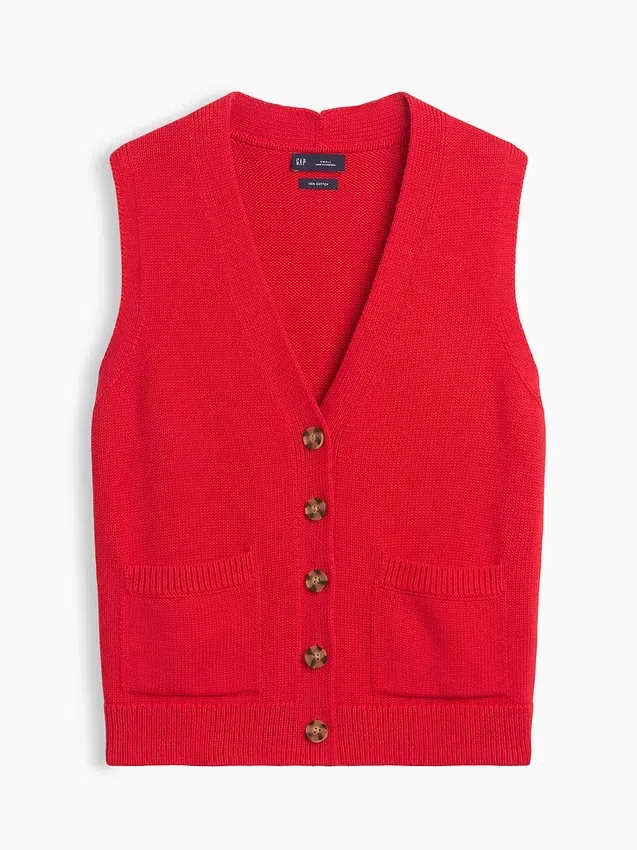 Gilet con tasche in 100% cotone