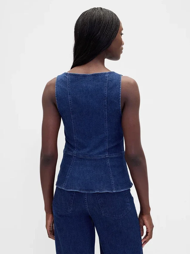 Gilet in denim con cerniera