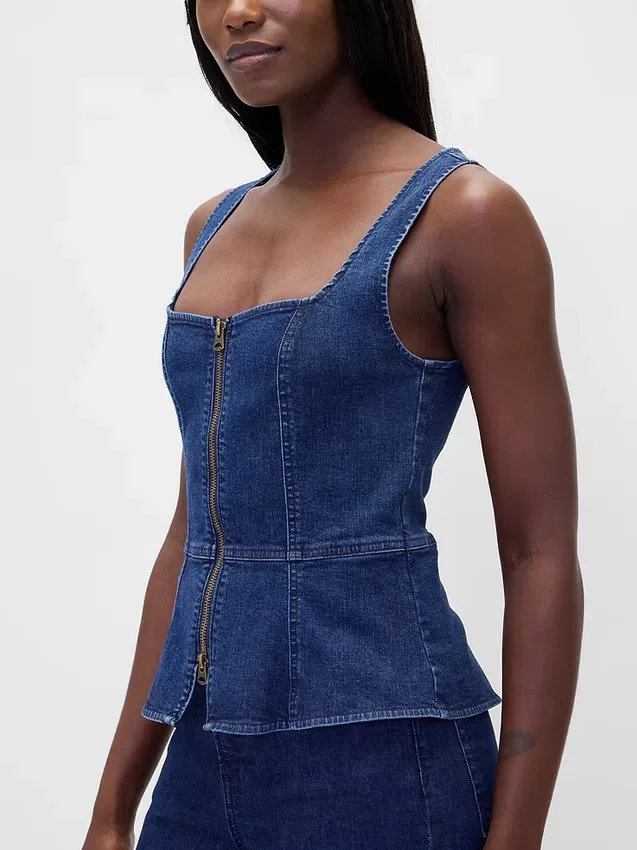 Gilet in denim con cerniera