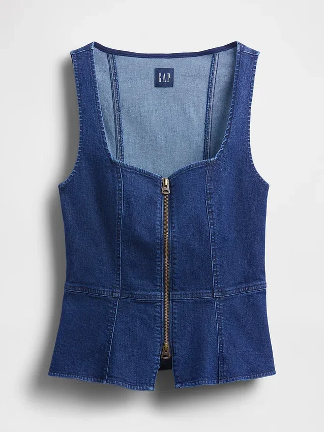 Gilet in denim con cerniera