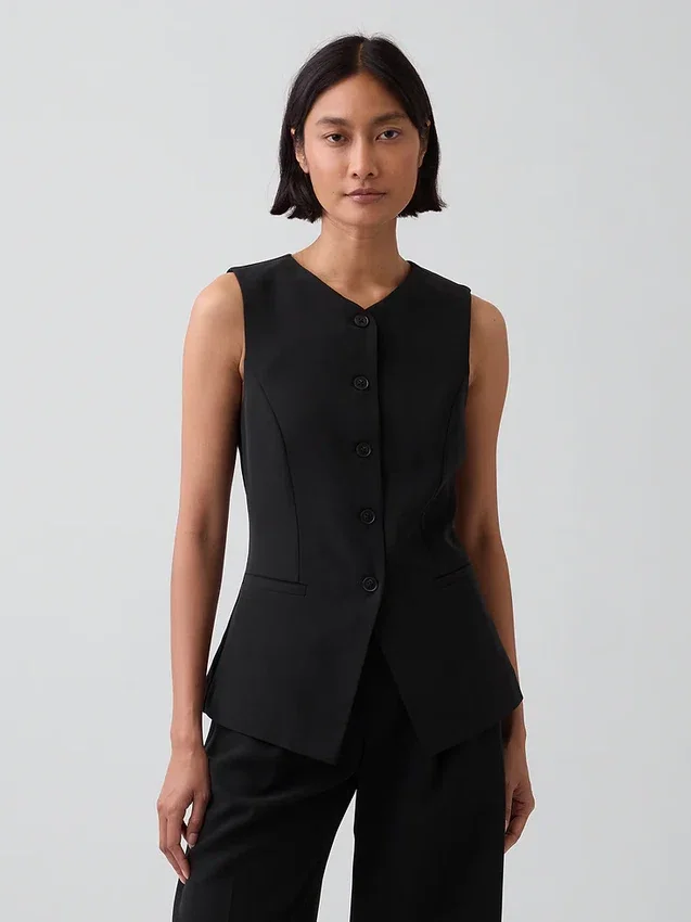 Gilet lungo a collo alto
