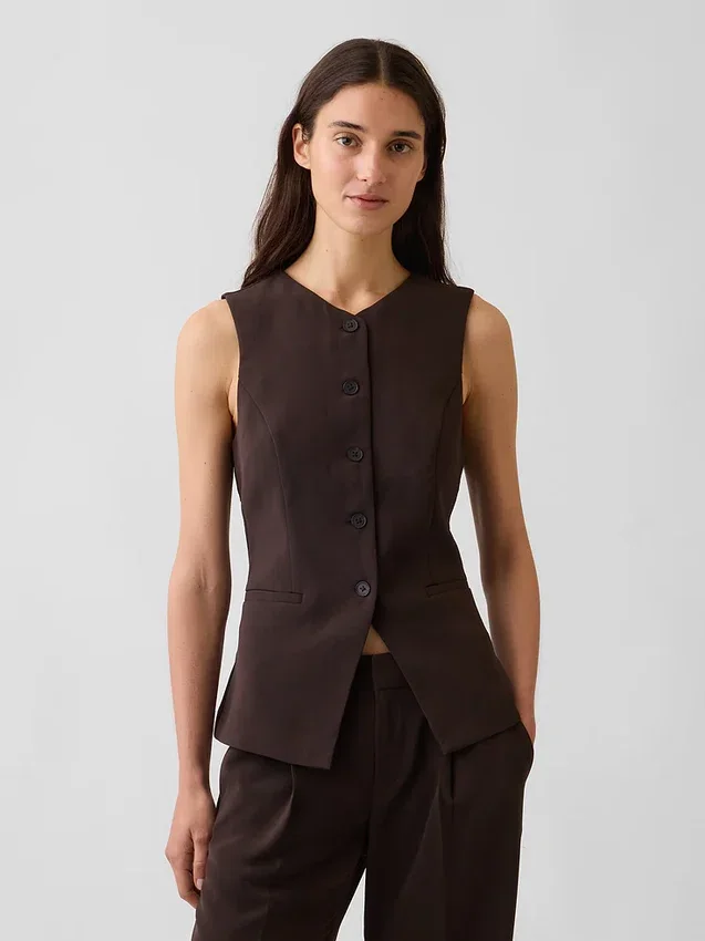 Gilet lungo a collo alto