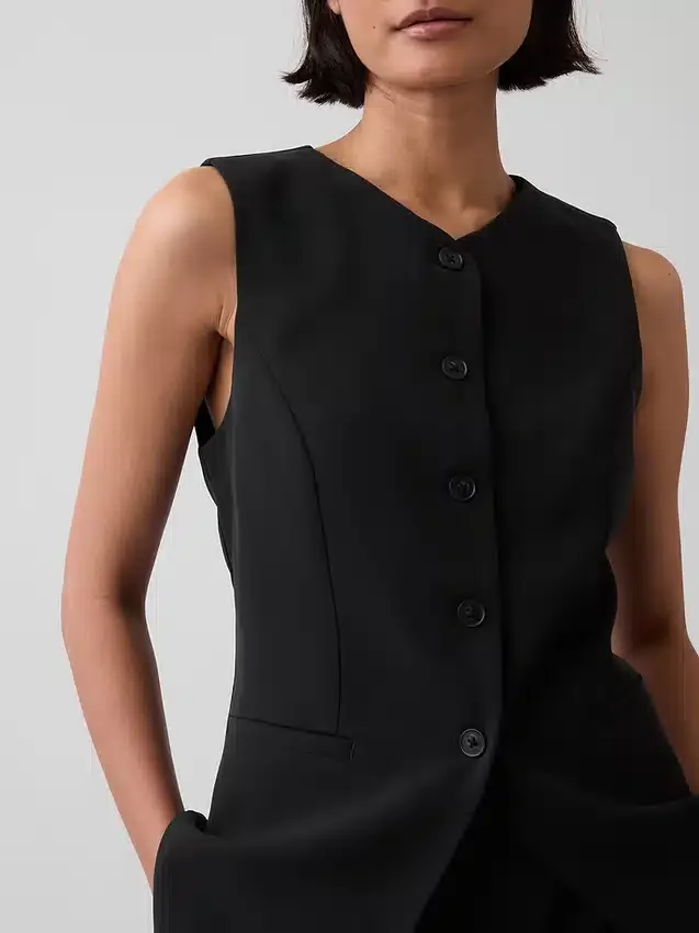 Gilet lungo a collo alto