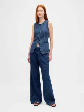 Gilet lungo in denim ultra morbido