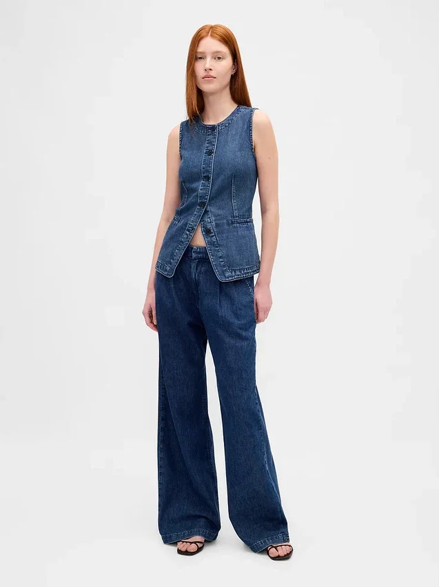 Gilet lungo in denim ultra morbido