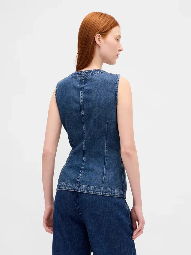 Gilet lungo in denim ultra morbido