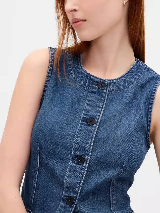 Gilet lungo in denim ultra morbido
