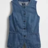 Gilet lungo in denim ultra morbido