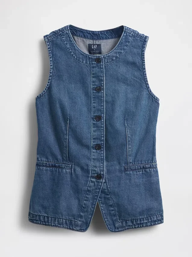 Gilet lungo in denim ultra morbido