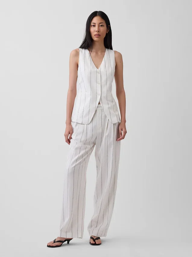 Gilet lungo in misto lino