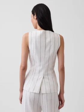 Gilet lungo in misto lino