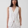 Gilet lungo in misto lino