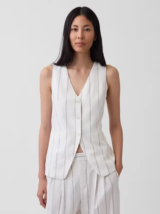 Gilet lungo in misto lino