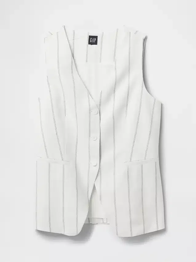 Gilet lungo in misto lino