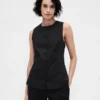 Gilet lungo in misto lino con lacci sul retro