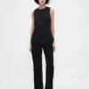 Gilet lungo in misto lino con lacci sul retro