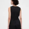 Gilet lungo in misto lino con lacci sul retro