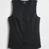 Gilet lungo in misto lino con lacci sul retro