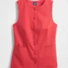 Gilet lungo in misto lino con lacci sul retro