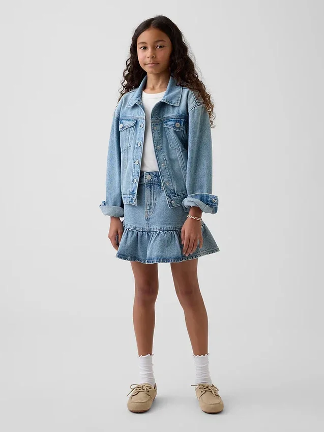 Gonna a balze in denim per bambini
