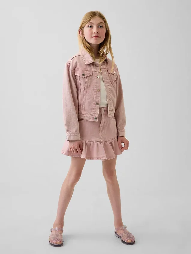 Gonna a balze in denim per bambini