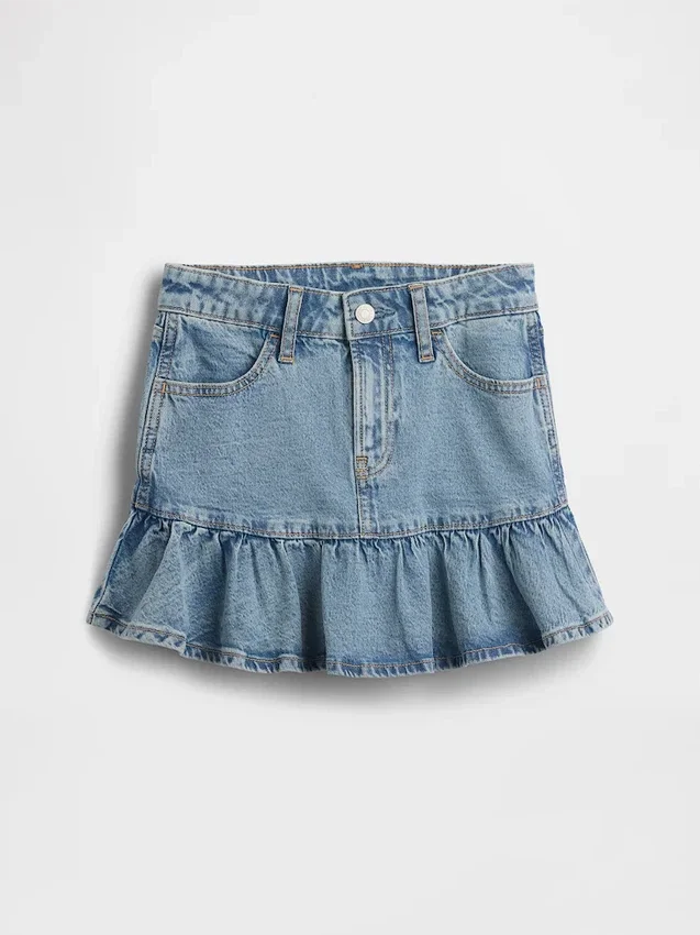 Gonna a balze in denim per bambini