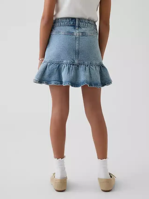 Gonna a balze in denim per bambini