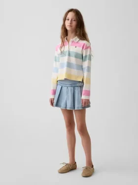 Gonna a pieghe in denim per bambini