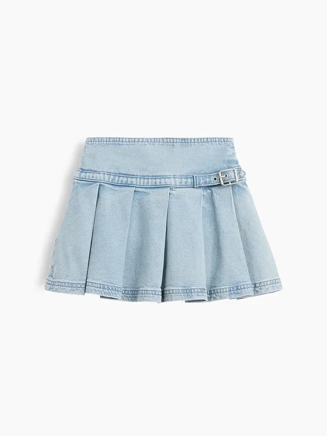 Gonna a pieghe in denim per bambini