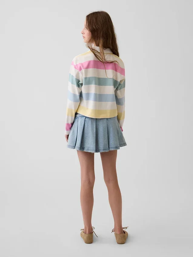 Gonna a pieghe in denim per bambini