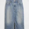 Gonna a tubino midi in denim a vita alta