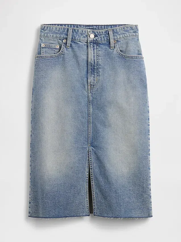 Gonna a tubino midi in denim a vita alta