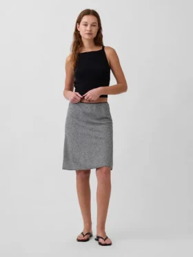 Gonna in misto lino con taglio al diavolo