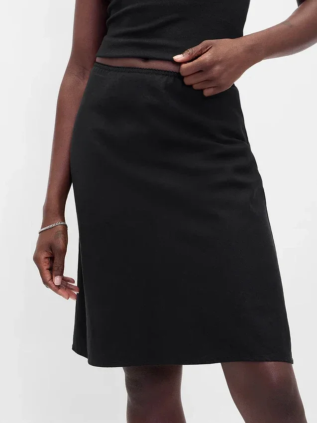 Gonna in misto lino con taglio al diavolo