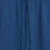 Gonna lunga a balze in denim di garza di cotone