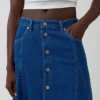 Gonna lunga in denim con cuciture e chiusura frontale a bottoni