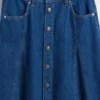 Gonna lunga in denim con cuciture e chiusura frontale a bottoni
