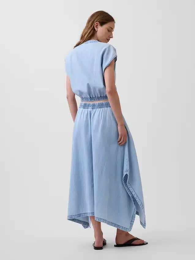 Gonna midi a fazzoletto in denim