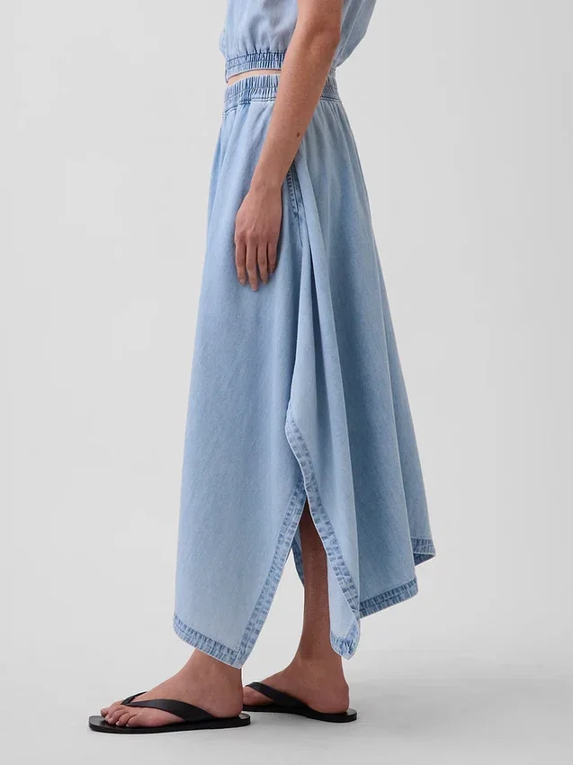 Gonna midi a fazzoletto in denim