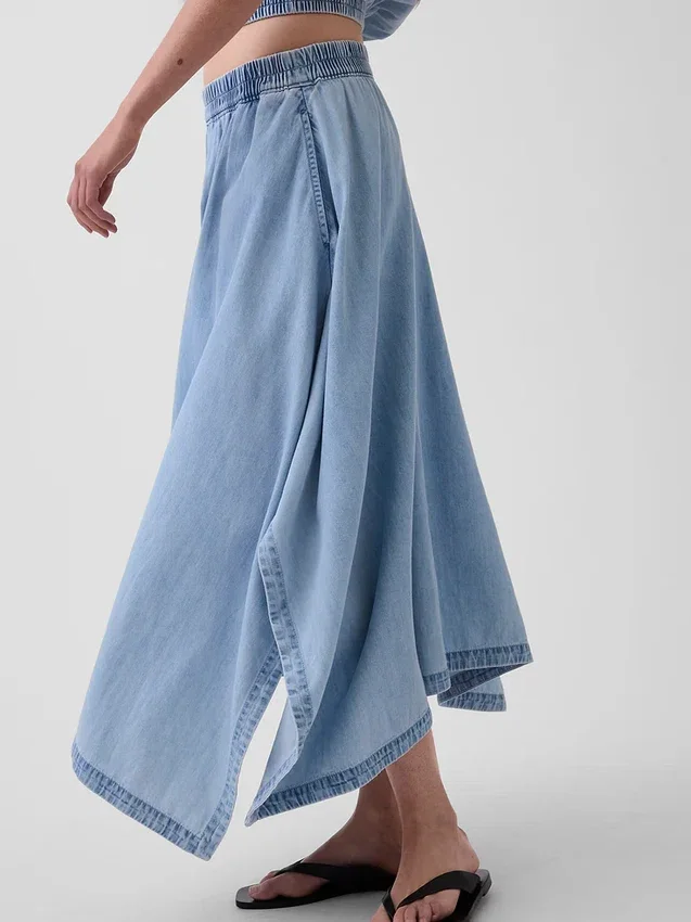 Gonna midi a fazzoletto in denim