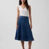 Gonna midi a tulipano in denim